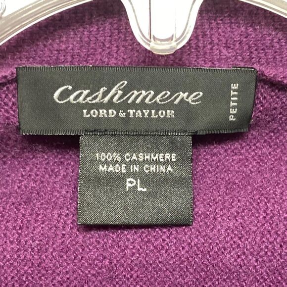 Lord & Taylor 100% Cashmere Purple Waterfall Shawl Cardigan Sz L Petite - Picture 10 of 10
